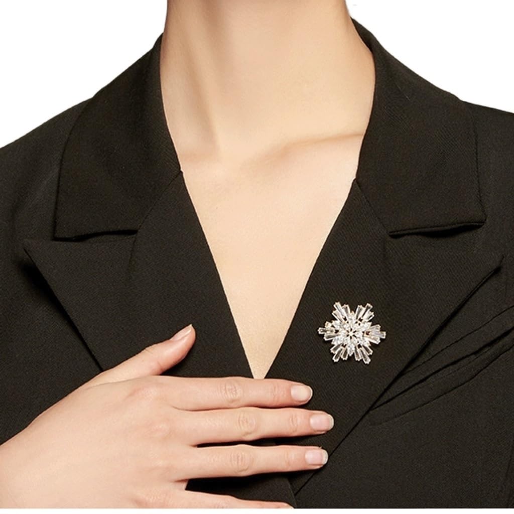 JFELDDIE Snowflake Crystal Brooch High-end Women's Trendy Suit Accessories Decorative Corsage Jewelry