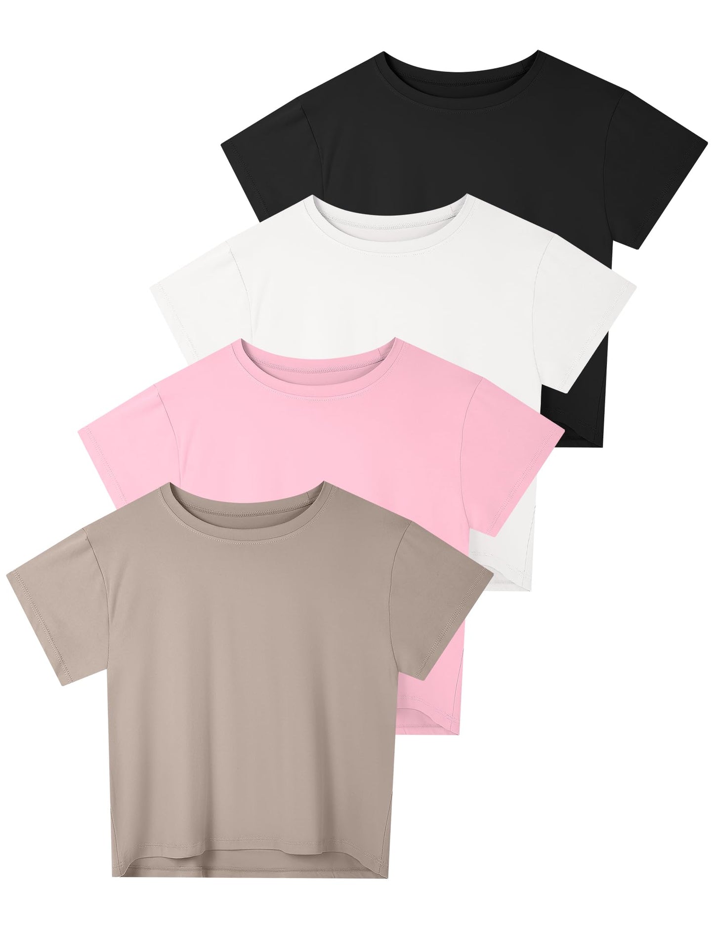 Dalavch 4/6 Pack Women's Crop Top Short Sleeve Athletic Workout Yoga Running Gym Casual Tees T-Shirts Loose Fit