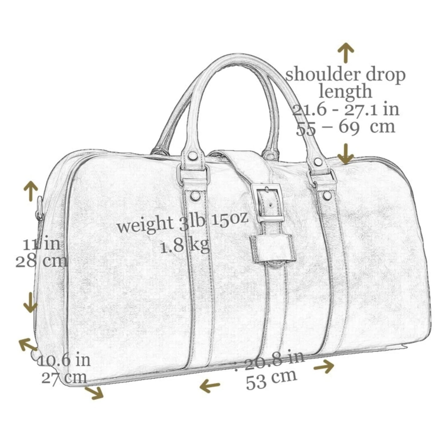Leather Duffle Bag - Full Grain Leather Travel Bag for Men and Women - Carry on Duffel Bag - Time Resistance