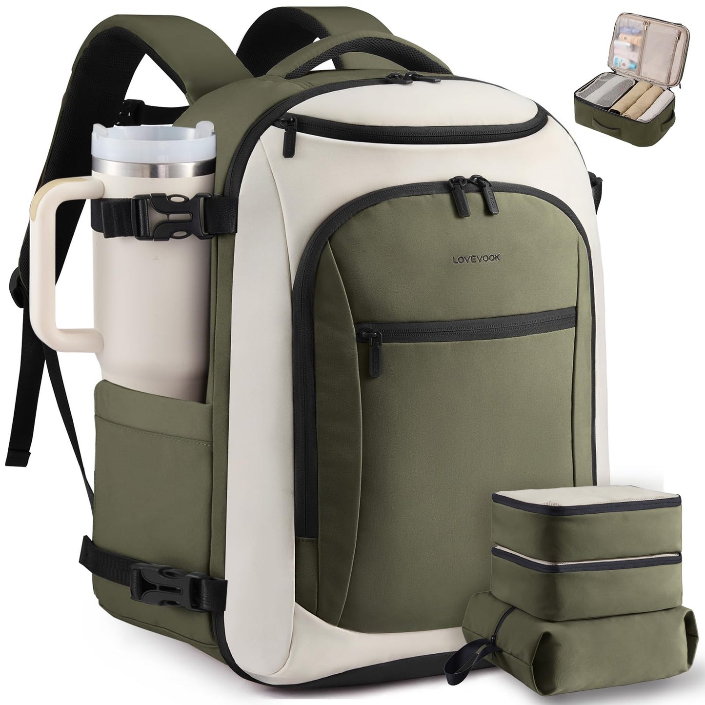 LOVEVOOK Travel Backpack for Women & Men,Airline Approved Carry On Backpack with 3 Packing Cubes