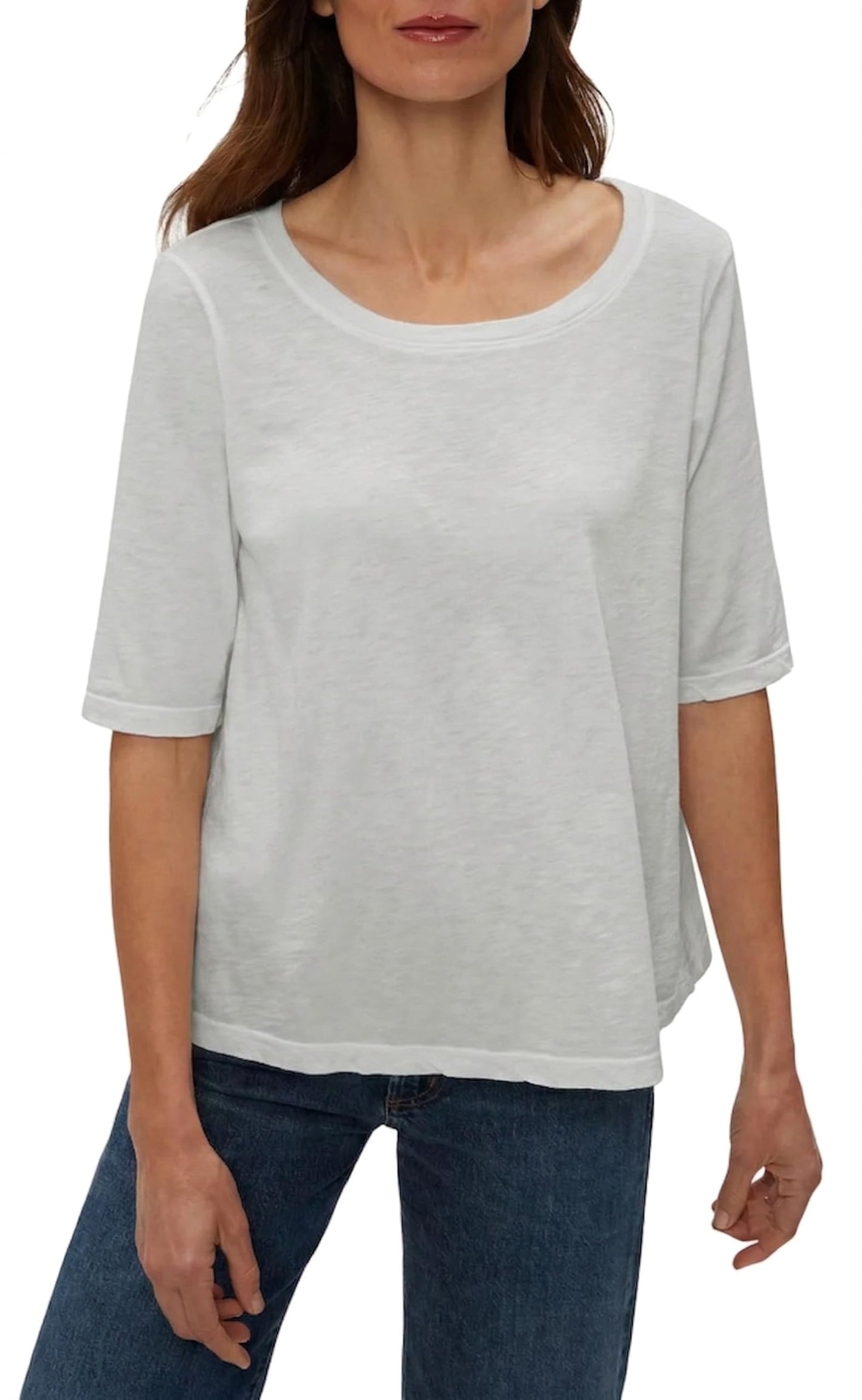 Michael Stars Women's Supima¿ Cotton Slub Elbow Sleeve Swing Tee