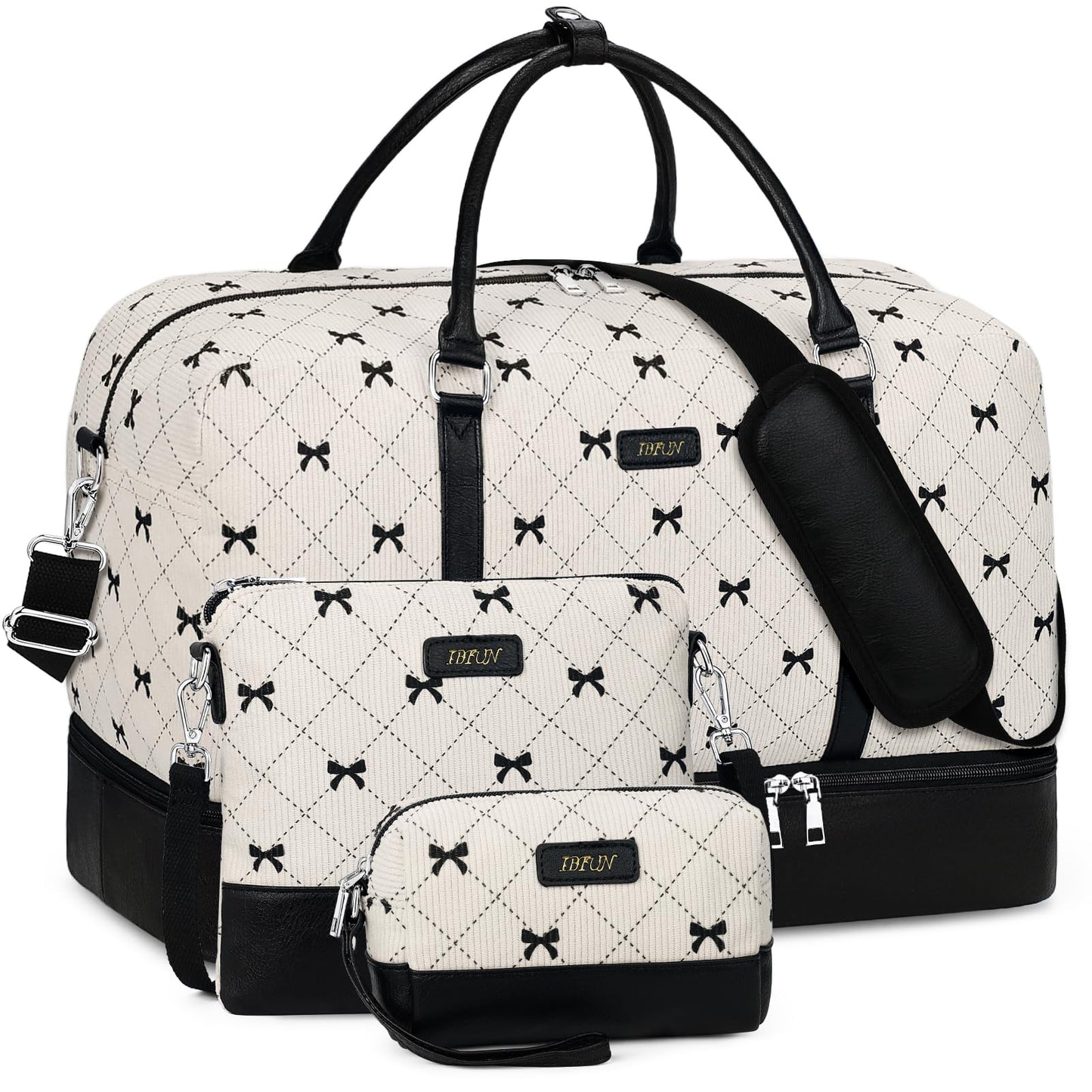 IBFUN Weekender Bags for Women, 21" Weekender Travel Bag, Travel Duffle Bag Carry on Overnight Duffel Bag 3PCS
