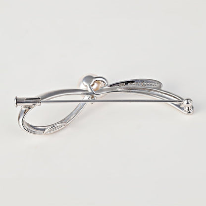 Japanese 8.0mm Akoya Cultured Pearl with Moonstone Brooch for Women with Sterling Silver | Classy Design Excellent Gift | Pearl Brooch