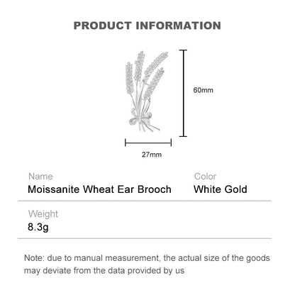 Handmade 14K Gold Bow and Ear Design Brooch, Pastoral Elegant Wheat Design Moissanite Corsage, Delicate Gift for Her