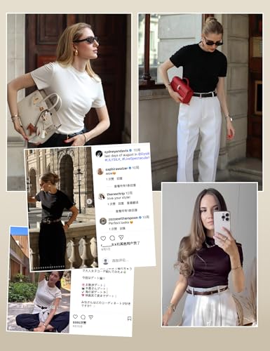 LilySilk 100% Silk Jersey Tee Slim Fit Crew Neck Short Sleeves Cropped T Shirt Casual Solid Tops