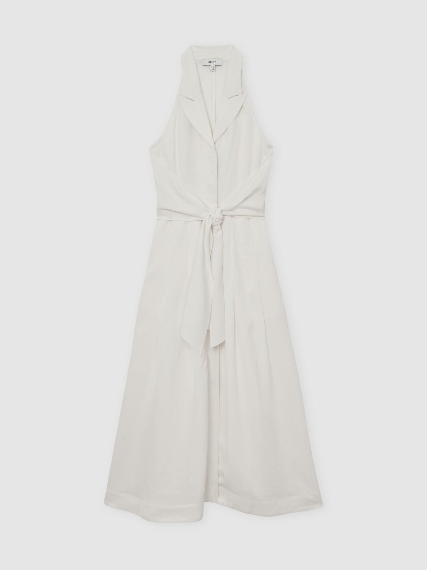 REISS Womens' TOR Halterneck Linen Midi Dress