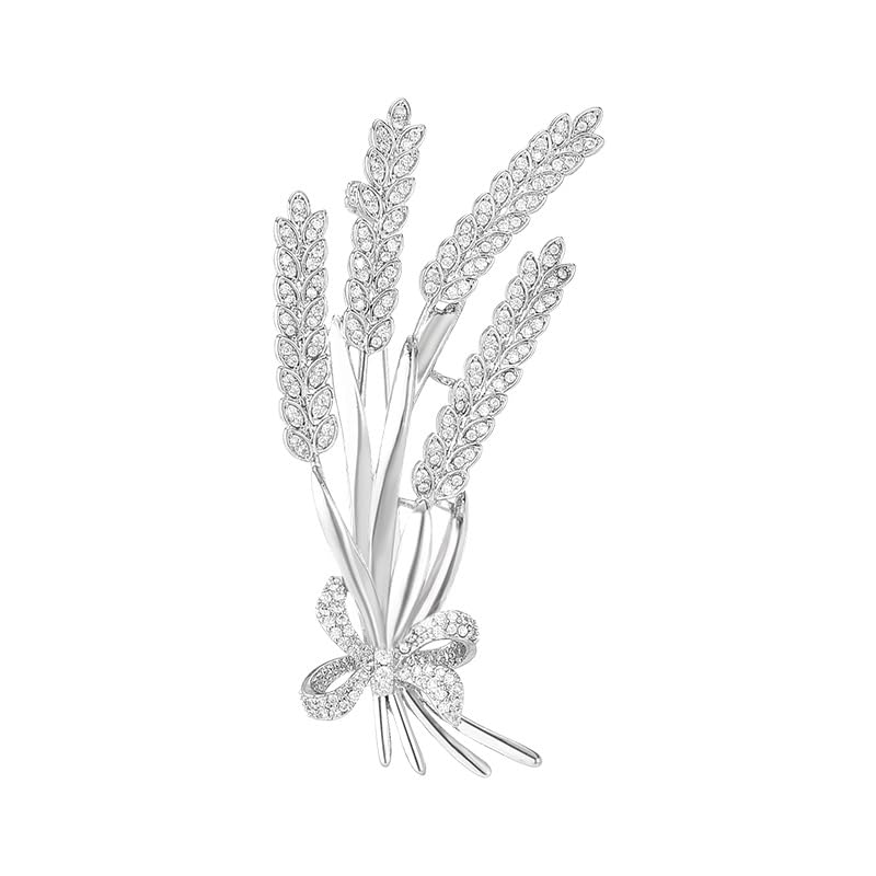 Handmade 14K Gold Bow and Ear Design Brooch, Pastoral Elegant Wheat Design Moissanite Corsage, Delicate Gift for Her