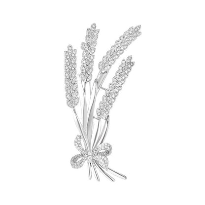 Handmade 14K Gold Bow and Ear Design Brooch, Pastoral Elegant Wheat Design Moissanite Corsage, Delicate Gift for Her