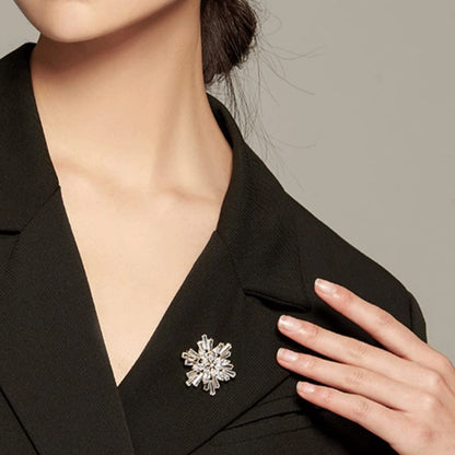 JFELDDIE Snowflake Crystal Brooch High-end Women's Trendy Suit Accessories Decorative Corsage Jewelry