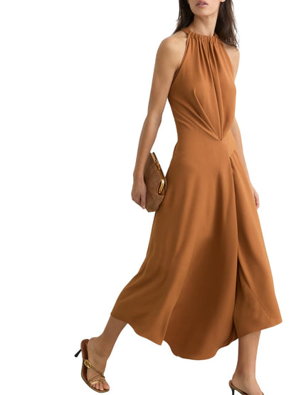 REISS Womens' Maeve Drape Detail Occasion Midi Dress