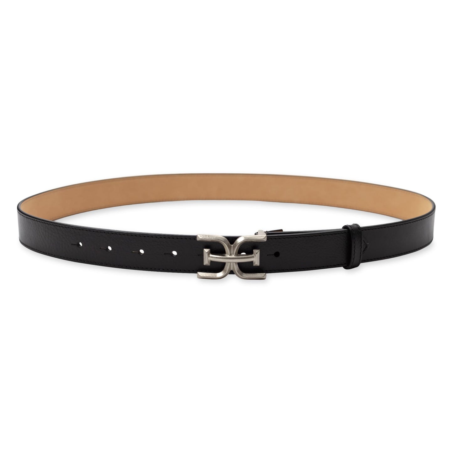Sam Edelman Women's Fashion Double-E Plaque Logo Buckle Slim Textured Belt for Jeans, Dresses and Trousers