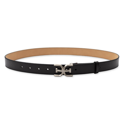 Sam Edelman Women's Fashion Double-E Plaque Logo Buckle Slim Textured Belt for Jeans, Dresses and Trousers