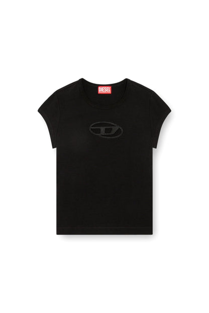 Diesel Women’s Slim Fit Logo T-Shirt – Stretch Cotton Crew Neck Short Sleeve Top, T-Angie