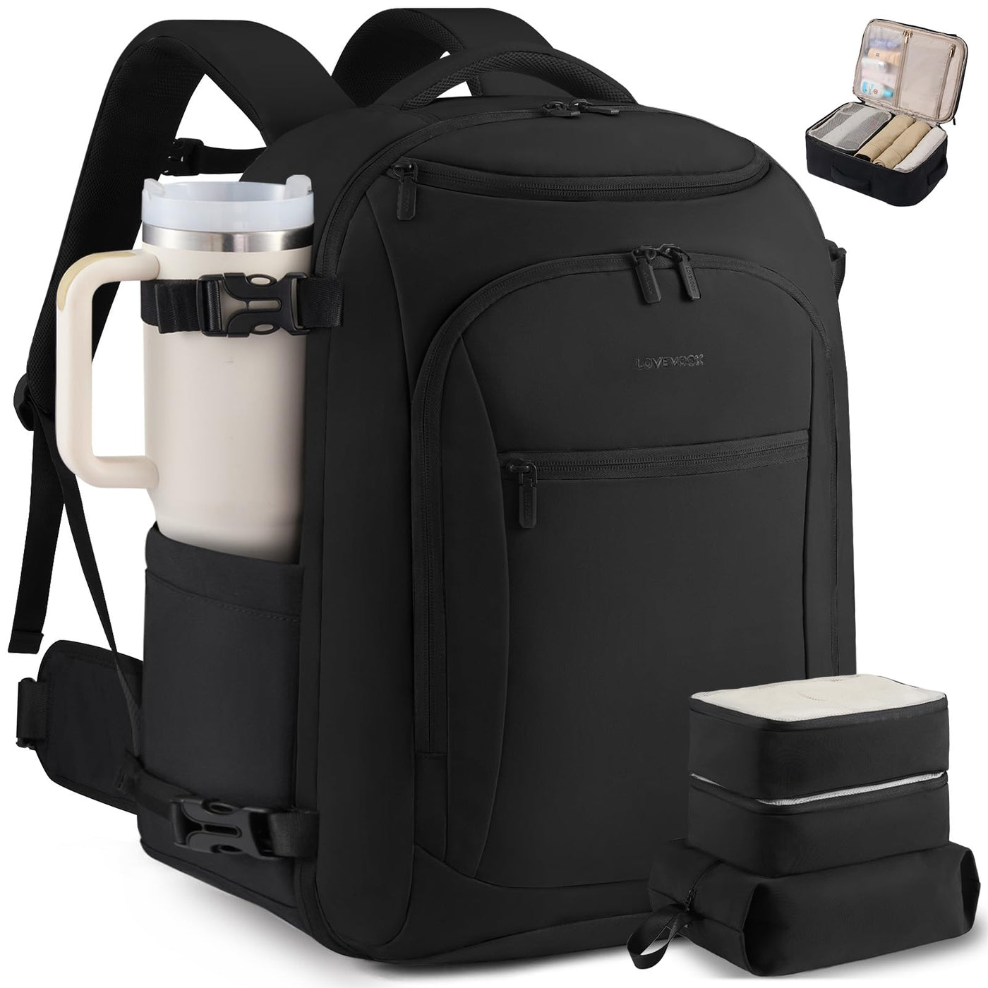 LOVEVOOK Travel Backpack for Women & Men,Airline Approved Carry On Backpack with 3 Packing Cubes
