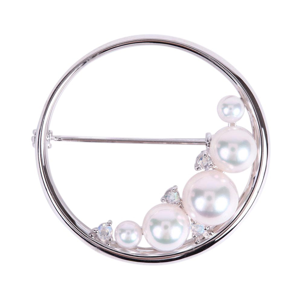 Japanese 3.5-7.0mm Akoya Cultured Pearl with Blue moonstone Brooch for Women with Sterling Silver | Elegant Design Excellent Gift | Pearl Brooch