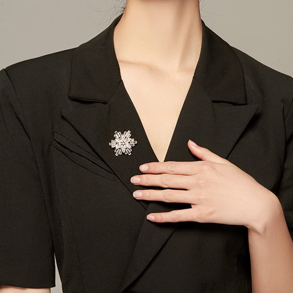 JFELDDIE Snowflake Crystal Brooch High-end Women's Trendy Suit Accessories Decorative Corsage Jewelry