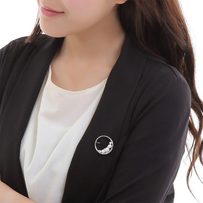 Japanese 3.5-7.0mm Akoya Cultured Pearl with Blue moonstone Brooch for Women with Sterling Silver | Elegant Design Excellent Gift | Pearl Brooch