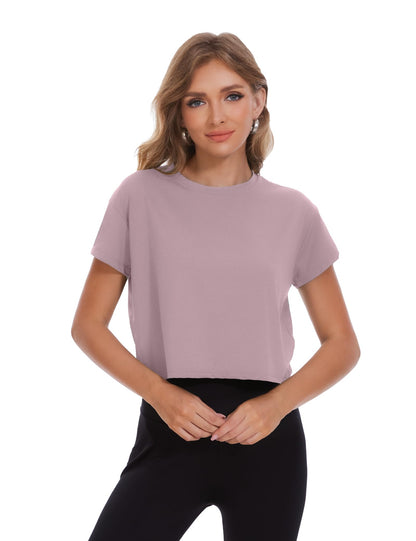 Dalavch 4/6 Pack Women's Crop Top Short Sleeve Athletic Workout Yoga Running Gym Casual Tees T-Shirts Loose Fit