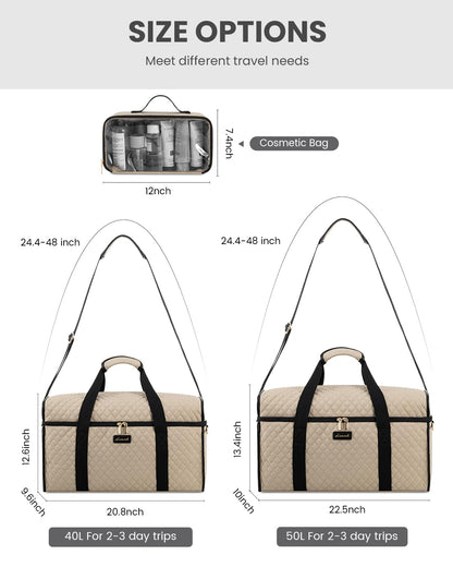 LOVEVOOK Travel Duffle Bag - Weekender & Overnight Bag with Toiletry & Wet Pocket, Carry-On Size, 3pc Set