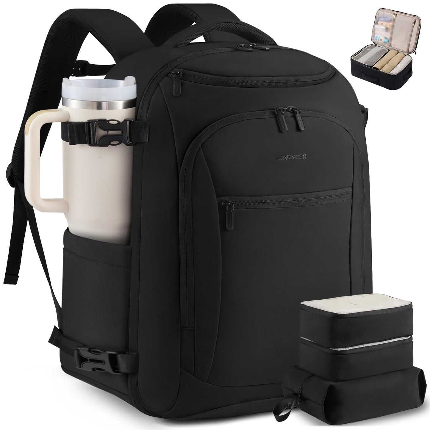 LOVEVOOK Travel Backpack for Women & Men,Airline Approved Carry On Backpack with 3 Packing Cubes