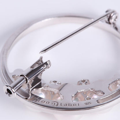 Japanese 3.5-7.0mm Akoya Cultured Pearl with Blue moonstone Brooch for Women with Sterling Silver | Elegant Design Excellent Gift | Pearl Brooch