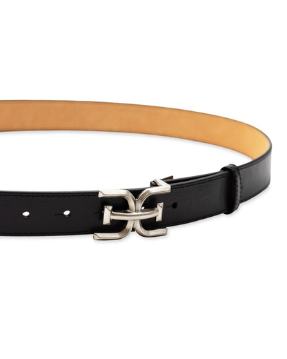 Sam Edelman Women's Fashion Double-E Plaque Logo Buckle Slim Textured Belt for Jeans, Dresses and Trousers