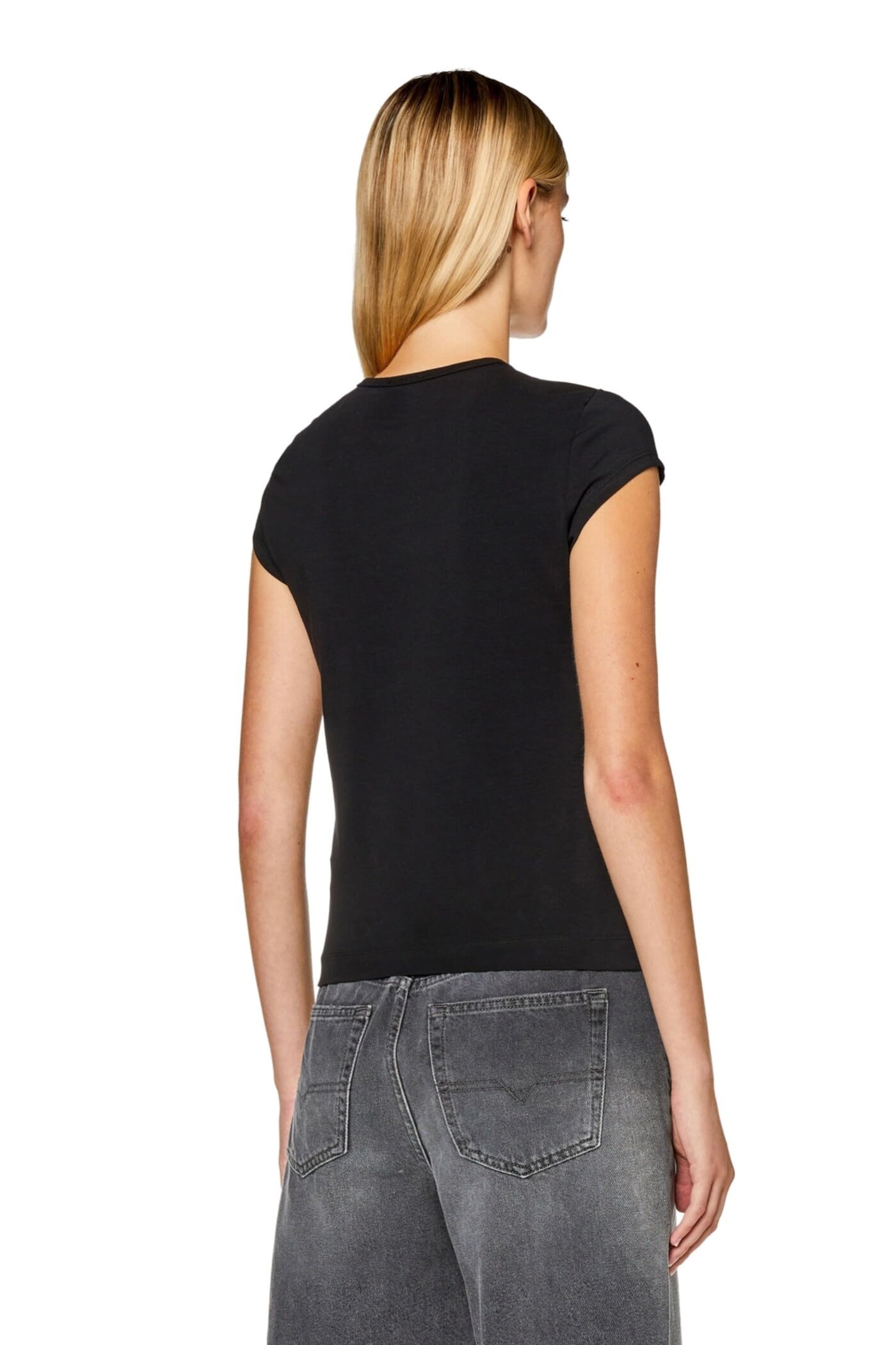Diesel Women’s Slim Fit Logo T-Shirt – Stretch Cotton Crew Neck Short Sleeve Top, T-Angie