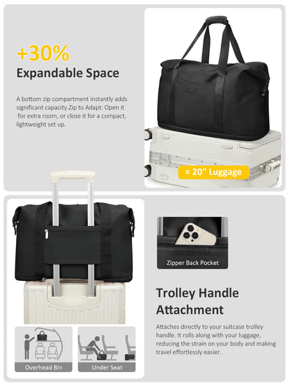 Expandable Travel Duffle Bags Weekender Overnight Bags for Women Men Hospital Bag for Women Labor Delivery with Toiletry Bag Waterproof