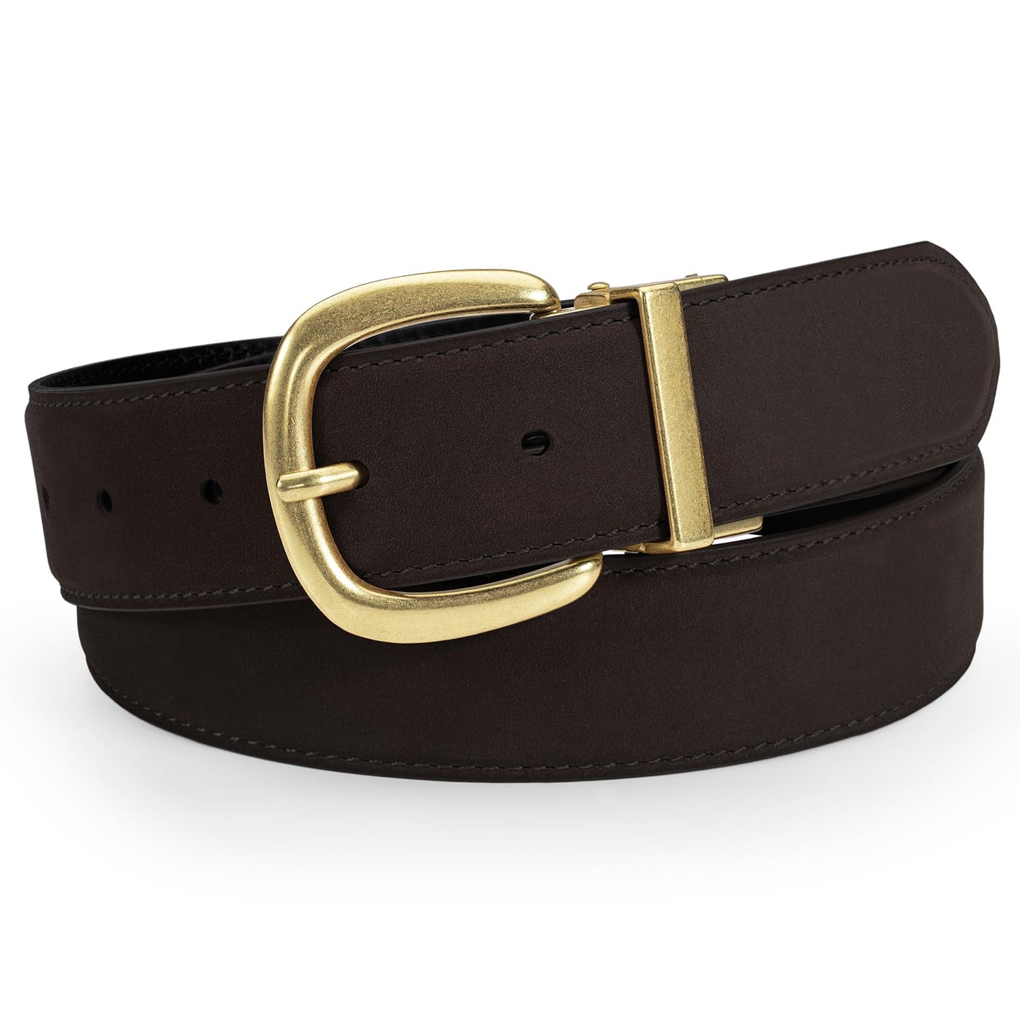 wolksprong Womens Suede Leather Belt Premium Top-Grain Suede with Gold Buckle for Business Casual Cut to Fit