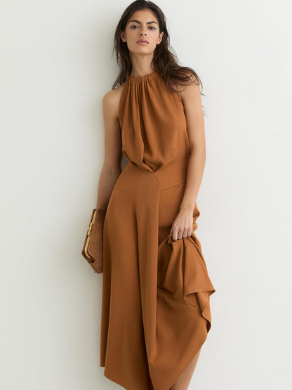 REISS Womens' Maeve Drape Detail Occasion Midi Dress