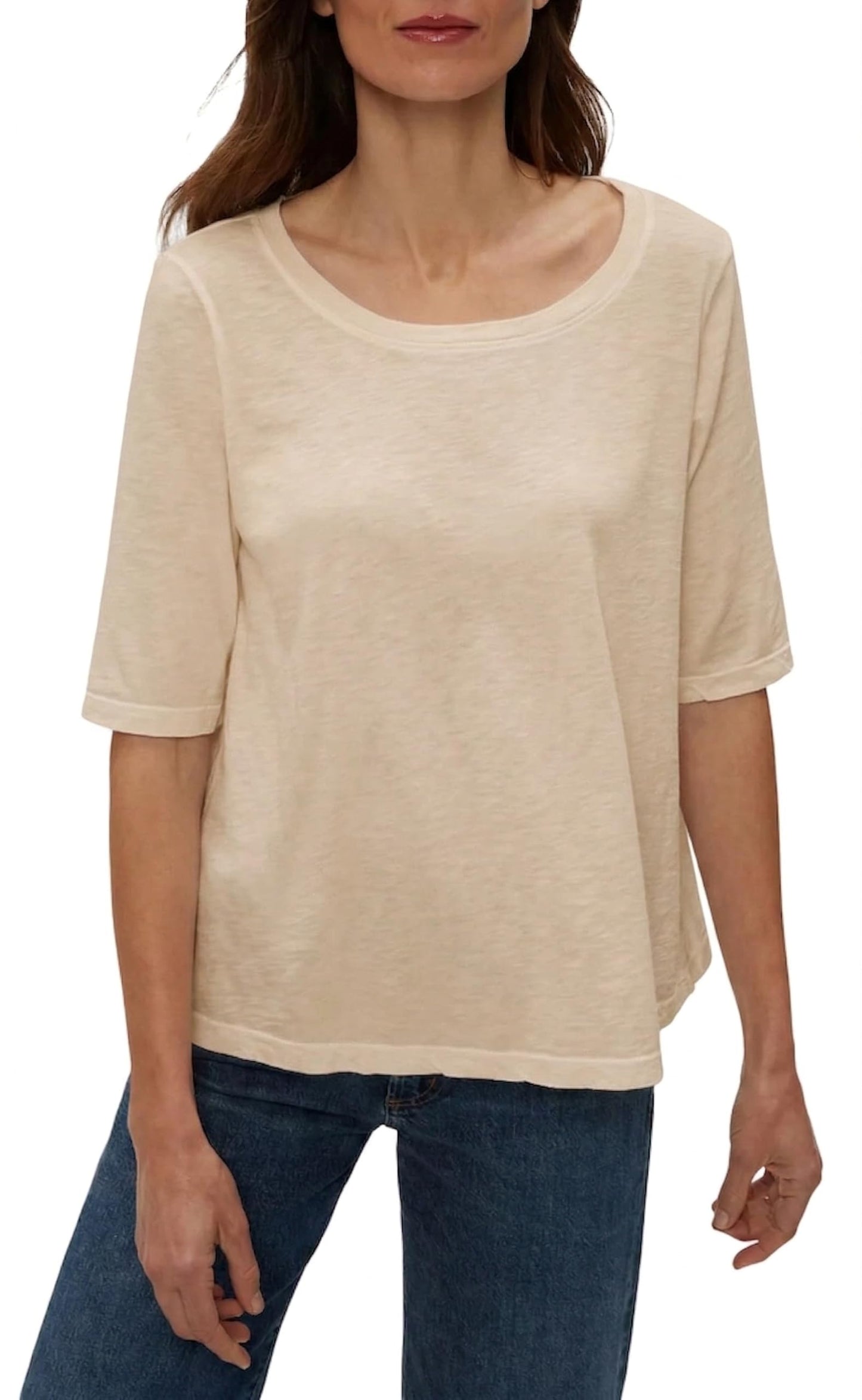 Michael Stars Women's Supima¿ Cotton Slub Elbow Sleeve Swing Tee