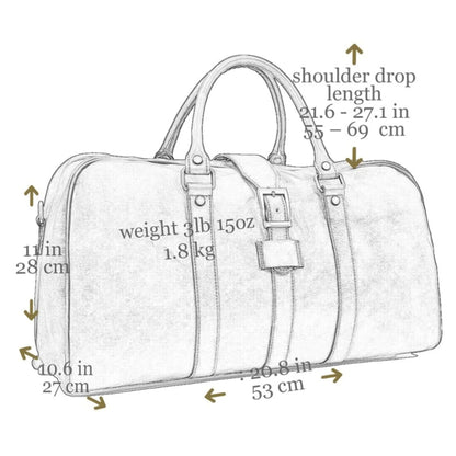 Leather Duffle Bag - Full Grain Leather Travel Bag for Men and Women - Carry on Duffel Bag - Time Resistance