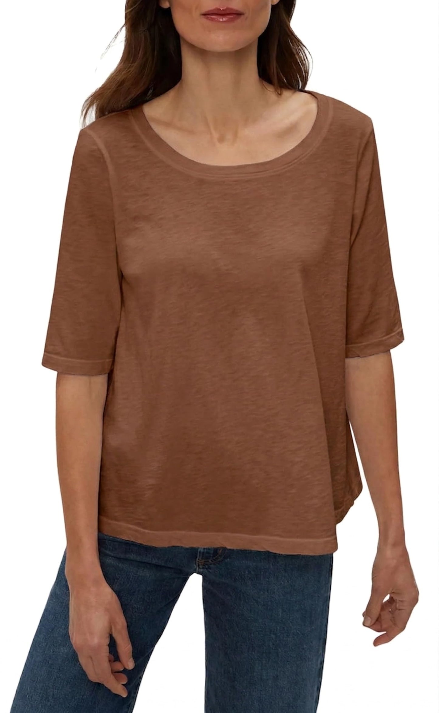 Michael Stars Women's Supima¿ Cotton Slub Elbow Sleeve Swing Tee