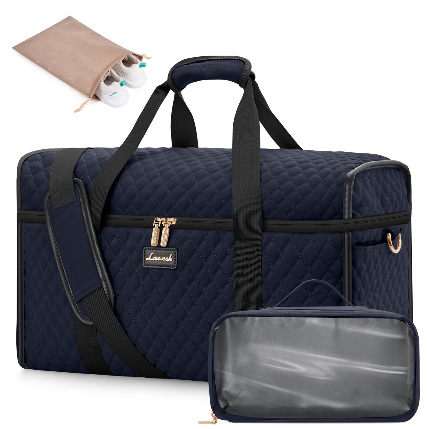 LOVEVOOK Travel Duffle Bag - Weekender & Overnight Bag with Toiletry & Wet Pocket, Carry-On Size, 3pc Set