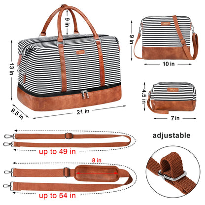 IBFUN Weekender Bags for Women, 21" Weekender Travel Bag, Travel Duffle Bag Carry on Overnight Duffel Bag 3PCS