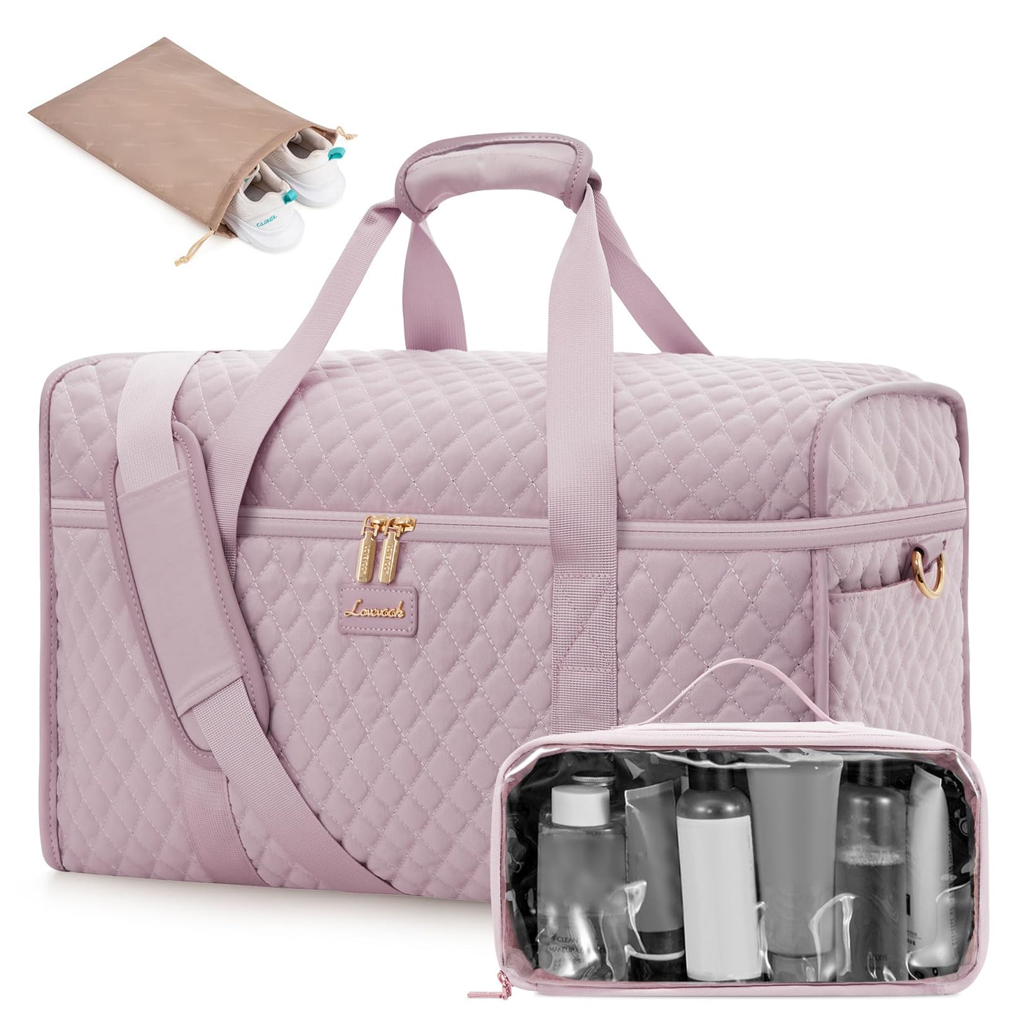 LOVEVOOK Travel Duffle Bag - Weekender & Overnight Bag with Toiletry & Wet Pocket, Carry-On Size, 3pc Set