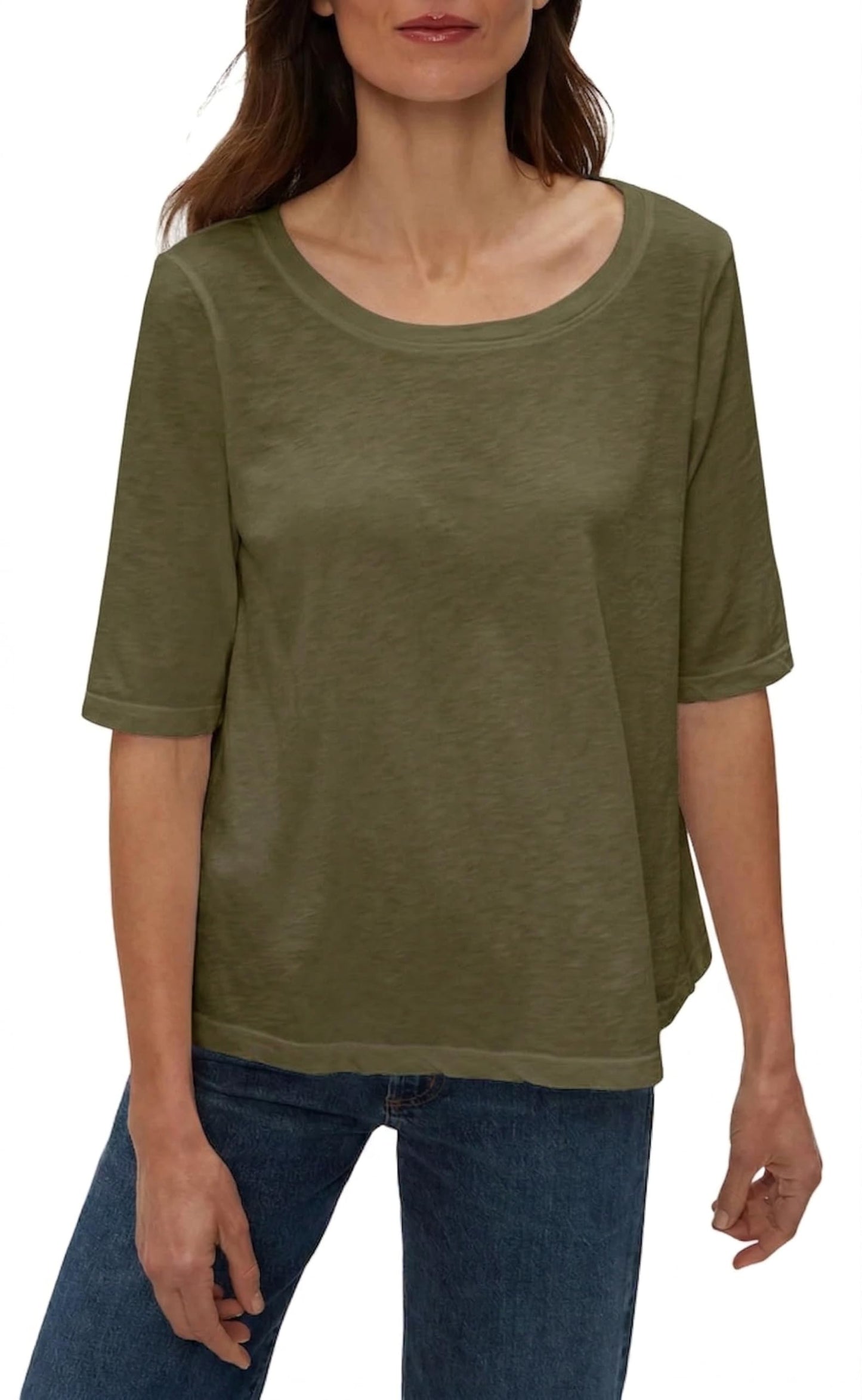 Michael Stars Women's Supima¿ Cotton Slub Elbow Sleeve Swing Tee