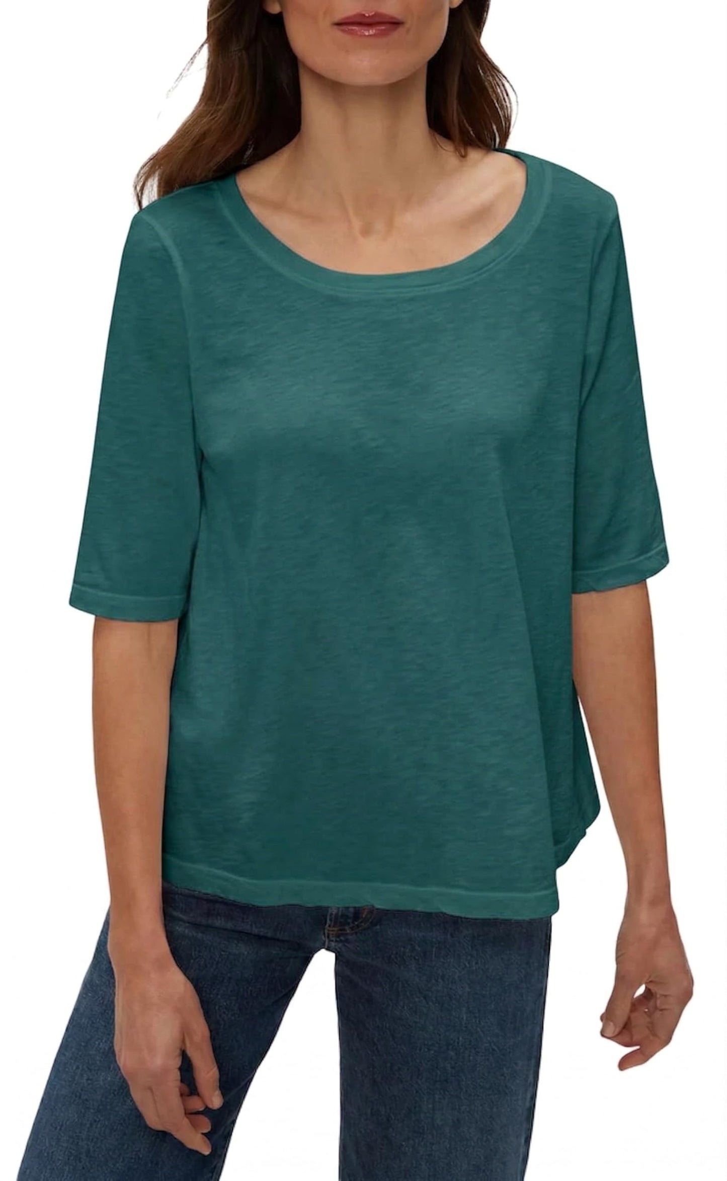 Michael Stars Women's Supima¿ Cotton Slub Elbow Sleeve Swing Tee