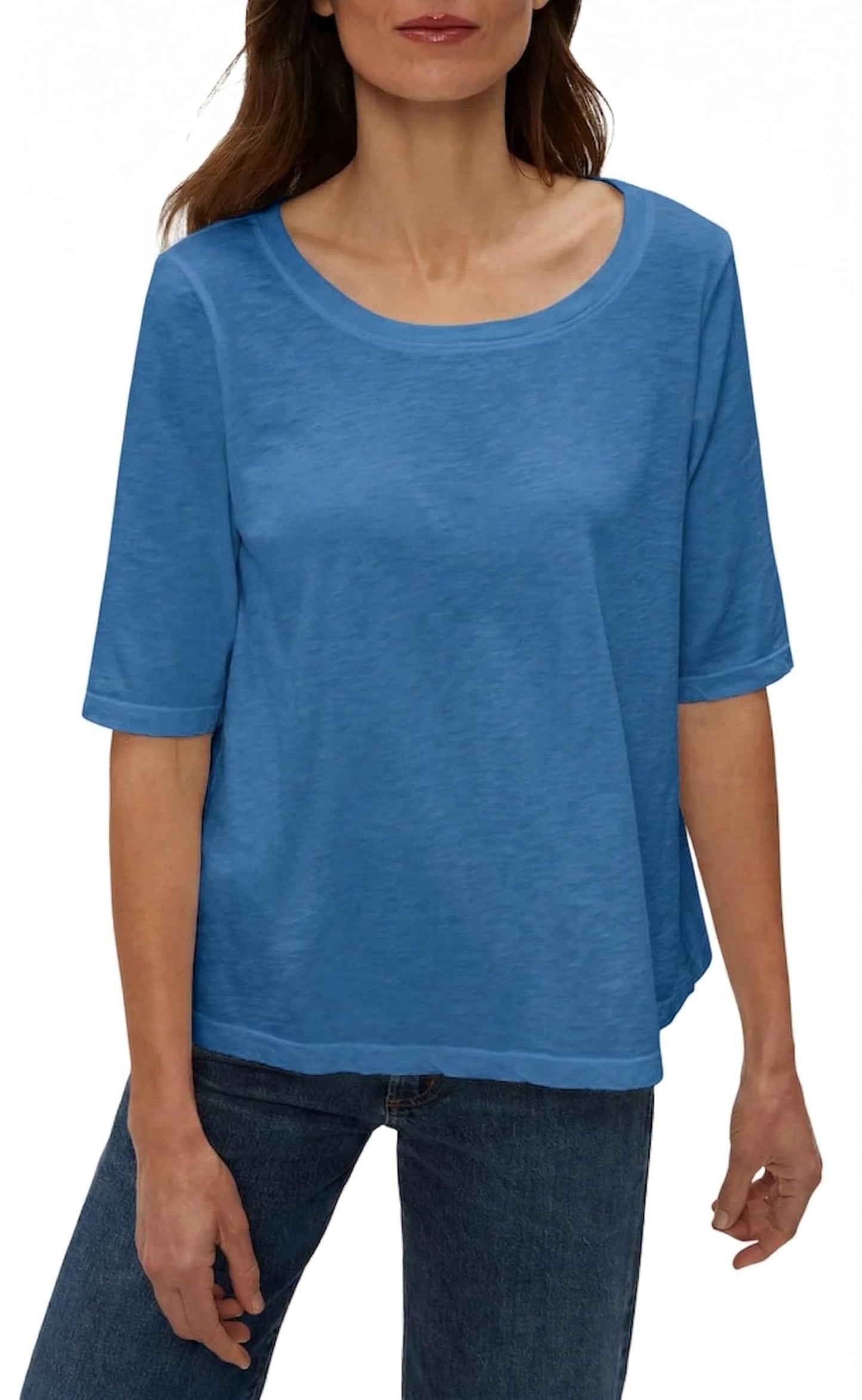 Michael Stars Women's Supima¿ Cotton Slub Elbow Sleeve Swing Tee