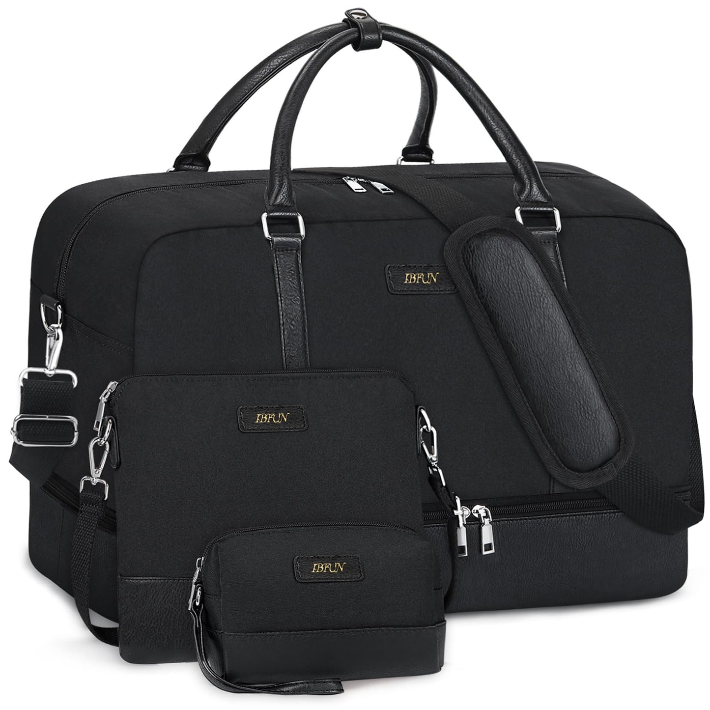 IBFUN Weekender Bags for Women, 21" Weekender Travel Bag, Travel Duffle Bag Carry on Overnight Duffel Bag 3PCS