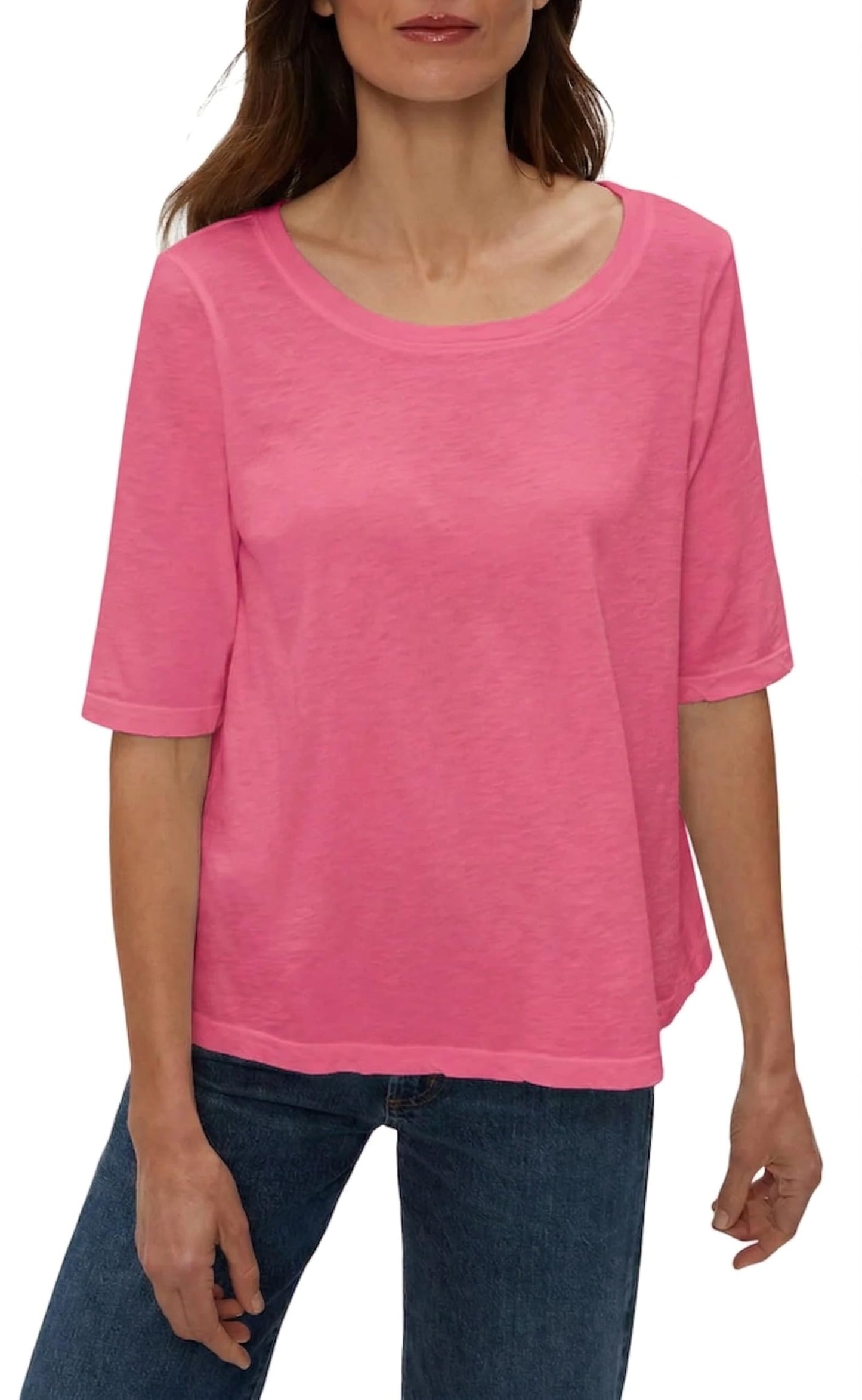 Michael Stars Women's Supima¿ Cotton Slub Elbow Sleeve Swing Tee