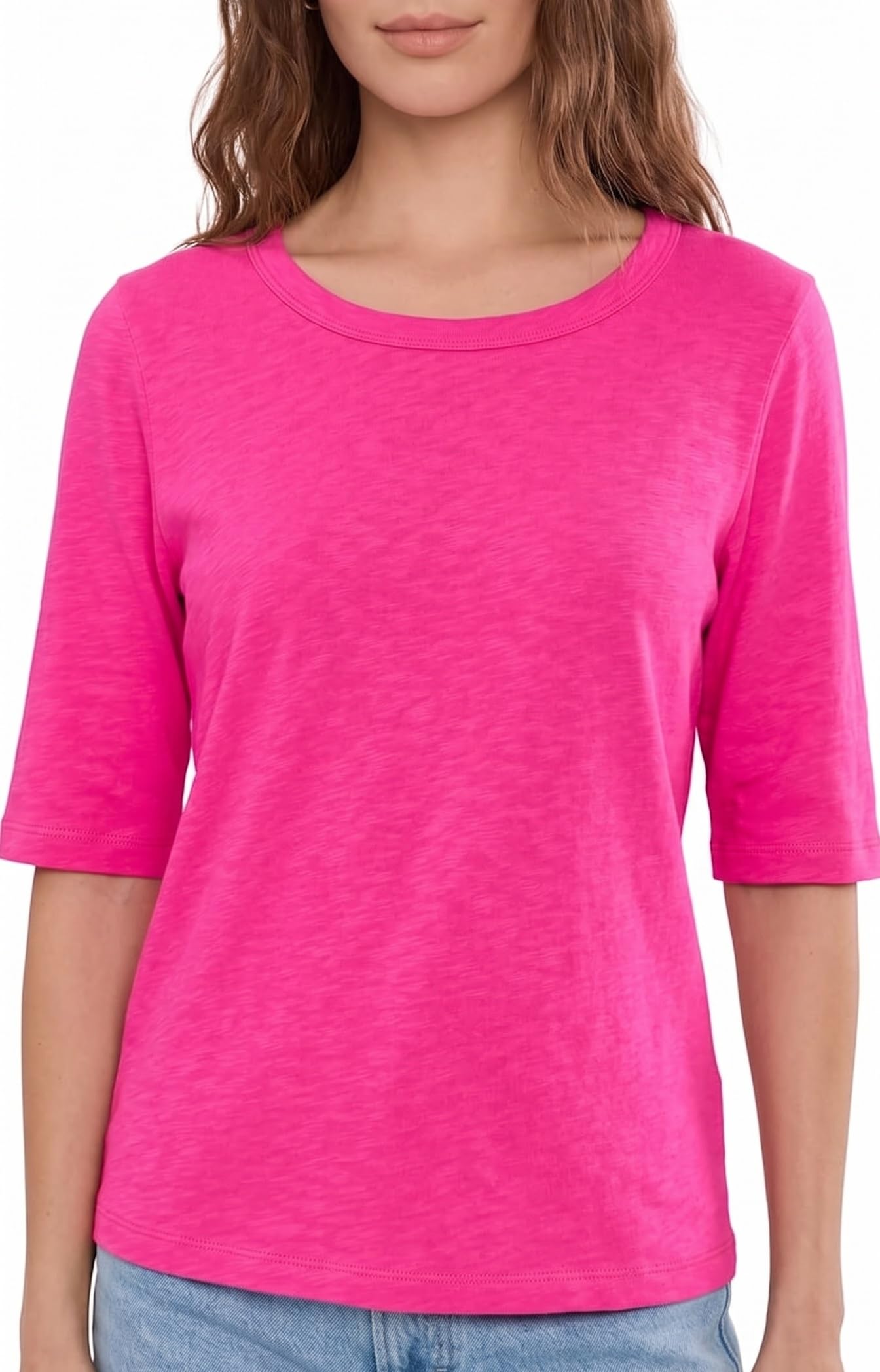 Michael Stars Women's Supima¿ Cotton Slub Elbow Sleeve Swing Tee