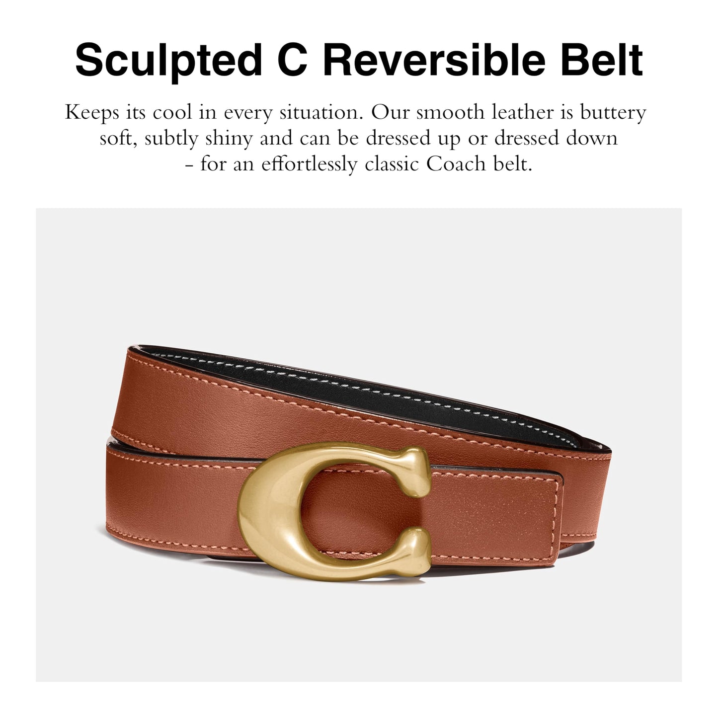 COACH 25mm Sculpted C Reversible Belt