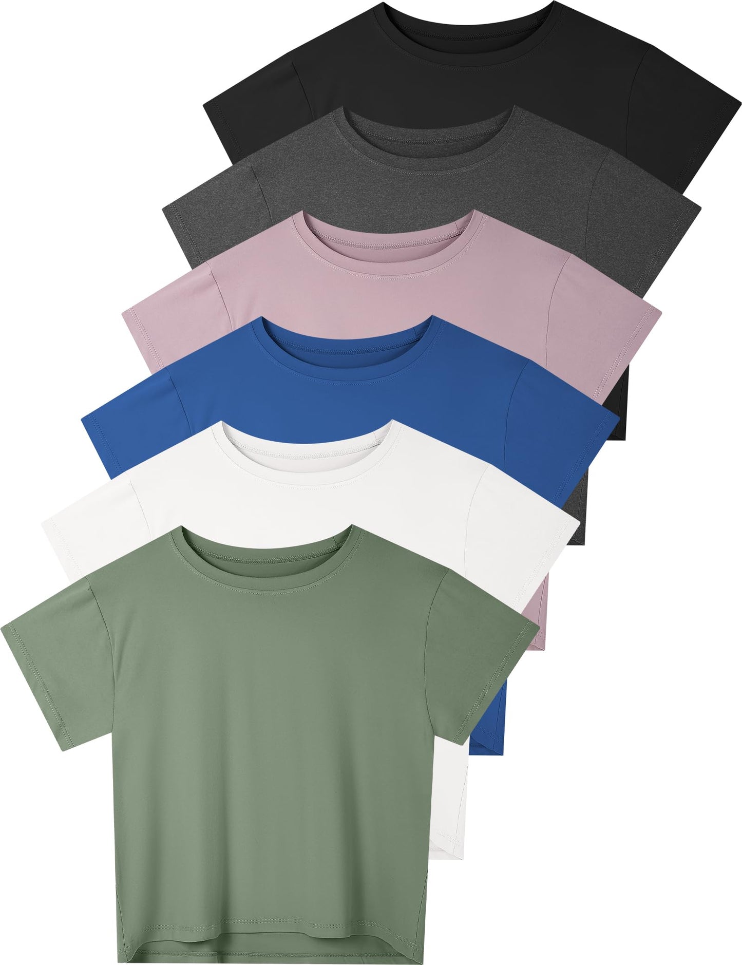 Dalavch 4/6 Pack Women's Crop Top Short Sleeve Athletic Workout Yoga Running Gym Casual Tees T-Shirts Loose Fit