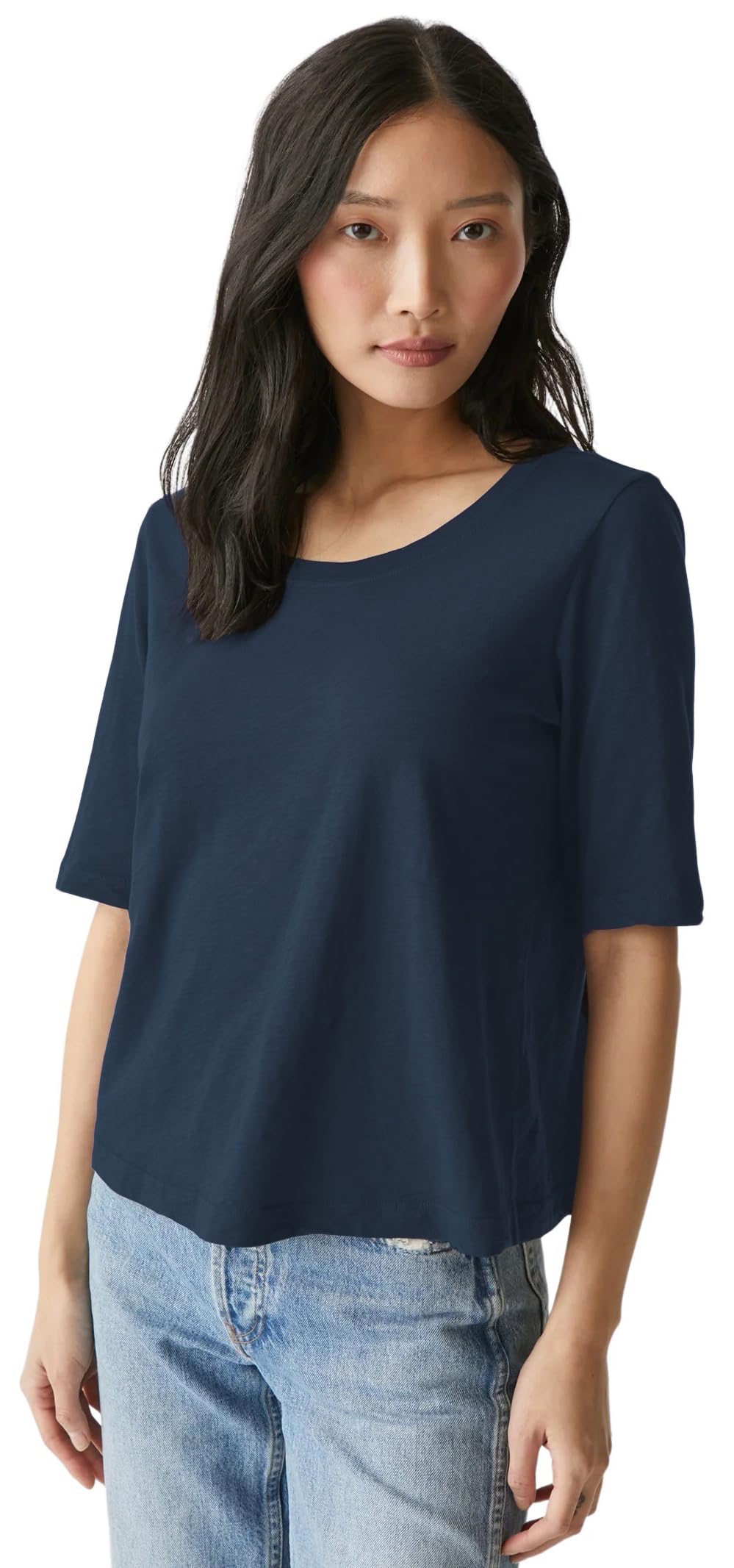 Michael Stars Women's Supima¿ Cotton Slub Elbow Sleeve Swing Tee