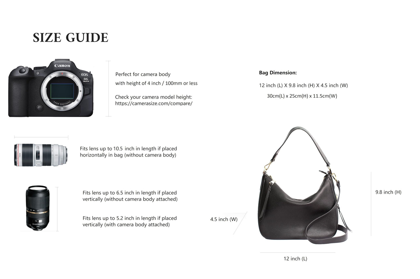 Meliae Camera Bag for Women, DSLR Mirrorless Camera Purse, Leather Shoulder Crossbody Hobo Travel Tote