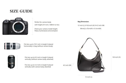 Meliae Camera Bag for Women, DSLR Mirrorless Camera Purse, Leather Shoulder Crossbody Hobo Travel Tote