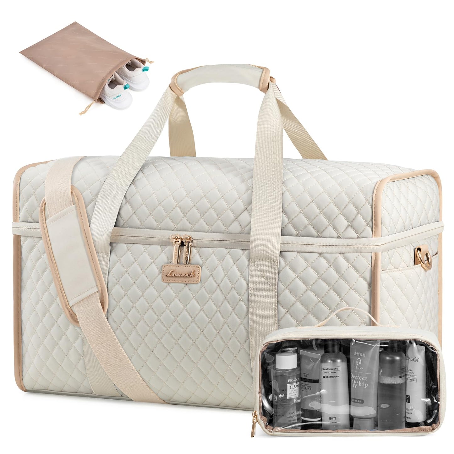 LOVEVOOK Travel Duffle Bag - Weekender & Overnight Bag with Toiletry & Wet Pocket, Carry-On Size, 3pc Set