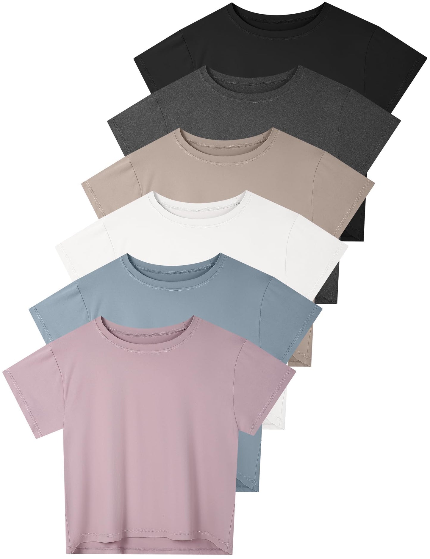 Dalavch 4/6 Pack Women's Crop Top Short Sleeve Athletic Workout Yoga Running Gym Casual Tees T-Shirts Loose Fit