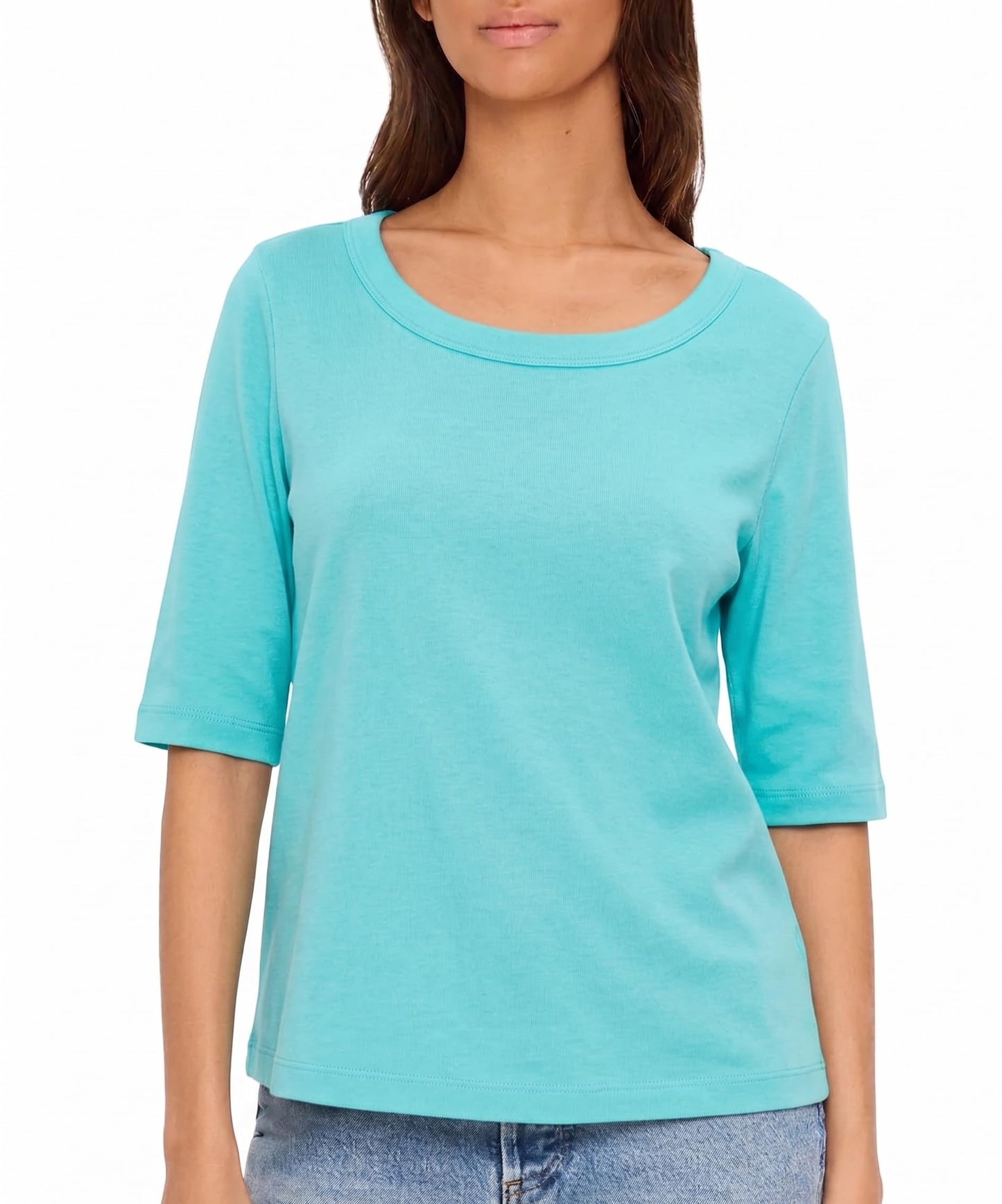 Michael Stars Women's Supima¿ Cotton Slub Elbow Sleeve Swing Tee